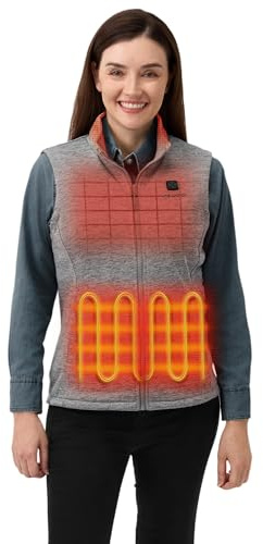 ORORO Gilet chauffant en polaire pour femme - Avec batterie externe - Chargeur non inclus, gris clair, S