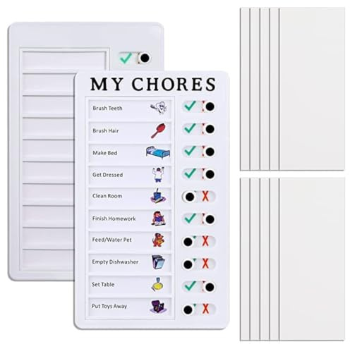 CLDURHGE 2 Pcs Checklist Boards, Chore Chart Memo Checklist Board, Daily to Do List Notepad, Abnehmbare Chores Board für Planer Zeitplan Erinnerung für Kinder Erwachsene (20x12cm)