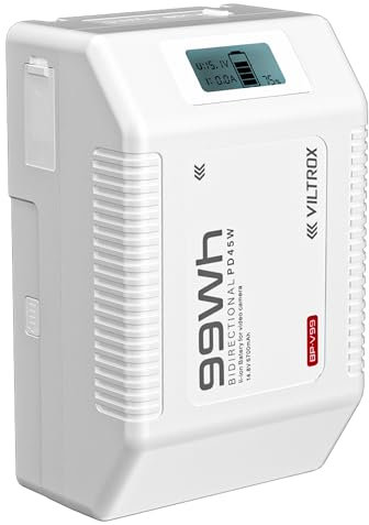 VILTROX BV-99 V-Mount Lithium Akku 6700mAh/14.8V with PD45W Type-C D-TAP, Mini V-Lock Akku für Camcorder Kameras