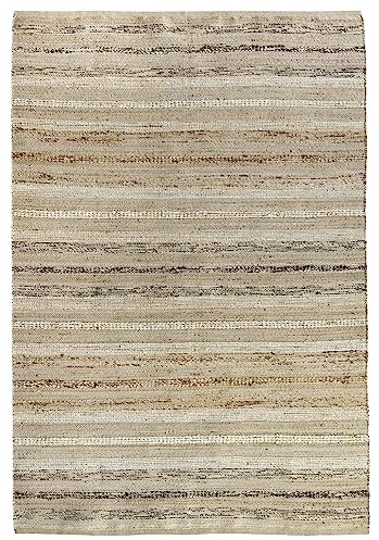 HAMID - Jute Teppich, Nur, Teppich 100% Natur, Jutefaser Handgewebt, Weicher Teppich und Hohe Festigkeit für Wohnzimmer, Esszimmer, Schlafzimmer, Flurteppich - (D4, 230x160cm)