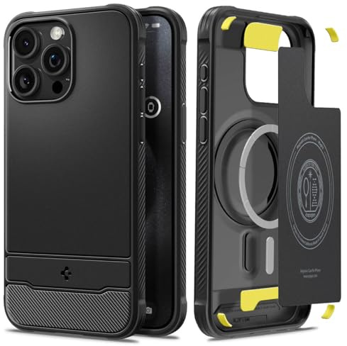 Spigen Rugged Armor MagFit Hülle Kompatibel mit iPhone 15 Pro Max -Matte Black