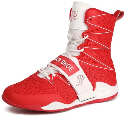 Boxing Shoes for Men High Top Gym Shoes Fighting Sports Training Footwear LS308 Red