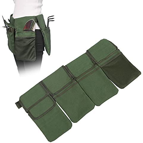Tissting Cintura per Attrezzi da Giardino con 4 Tasche, Marsupio per Attrezzi da Giardinaggio Borsa per Attrezzi da Giardino Portatile con Fibbia Sicura Tasca per Attrezzi Manuali per Giardinaggio