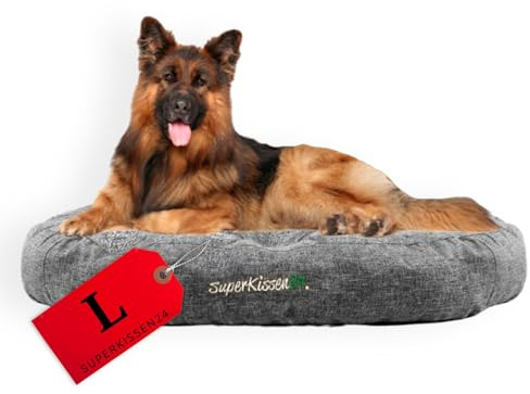 SuperKissen24. Hundebett für Größe Hunde - wasserdichtes Hundekissen - Hundekörbchen aus kratzfestem Material - antiallergisch und rutschfest - Hundebett L 100 cm x 20 cm Grau