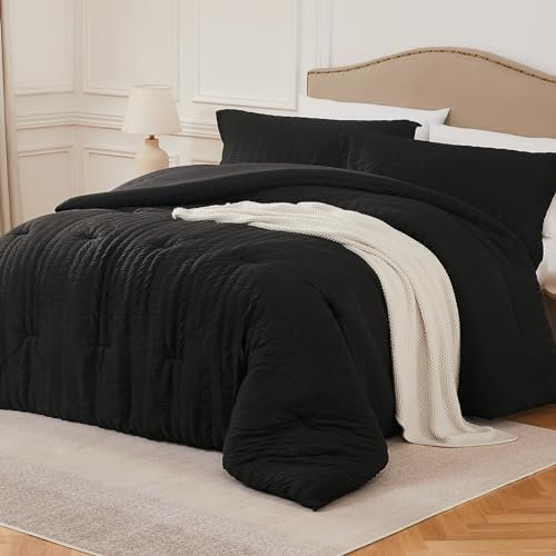 Quataly Set di biancheria da letto per letto matrimoniale, 2 pezzi, in tessuto seersucker, leggero, (1 morbido piumino e 1 federa), set di biancheria da letto comodo e lussuoso per tutte le stagioni,