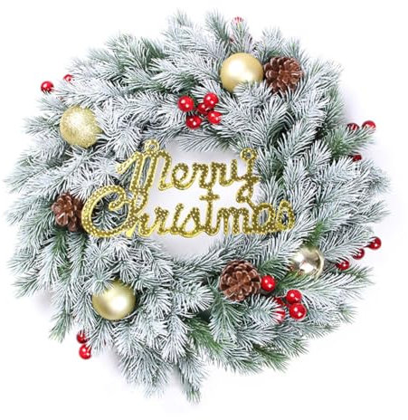Yinghesheng Weihnachtsdeko Haustür 35cm Weihnachtskranz Tannenkranz Türkranz Beerenkranz Weihnachten Kranz Beeren Girlande Winterkranz Dekokranz Türschild Deko Türdeko Weihnachtsdekoration,06