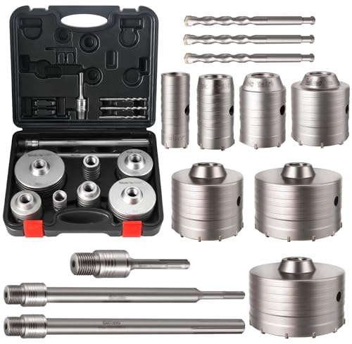 Zeliceka 17-teiliges Beton-Lochsägen-Set mit SDS Plus und Max-Schaft, Kit-Größe 30–110 mm, Beton, Ziegel, Stein, Lochsägen-Set