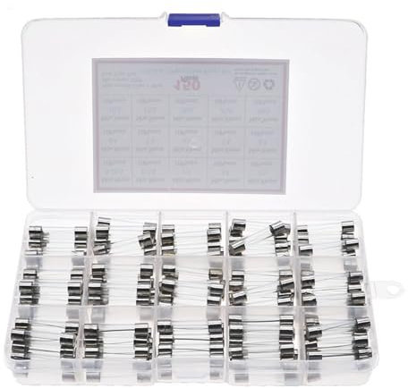 MYRRHE 30-teiliges flinkes Glassicherungs-Kombinationsset, 6 x 30 mm, 15 Werte, 0,25 A, 0,5 A, 1 A, 2 A, 3 A, 4 A, 5 A, 6 A, 7 A, 8 A, 10 A, 15 A, 20 A, 25 A, 30 A
