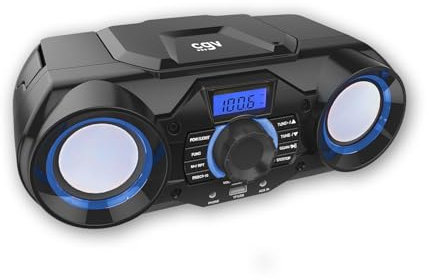 CGV | Radio Lecteur CD Portable - CD SG-1 avec Effets Lumineux LED, Lecture MP3, Bluetooth, Radio FM, Carte mémoire SD, entrée USB, Lecteur SD