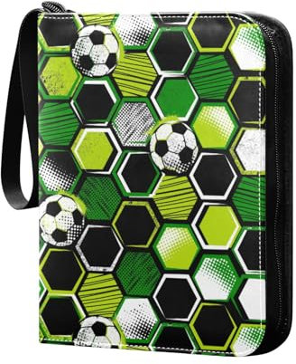 Fußball-Sammelkartenalbum, geometrisches Fußball-Sammelkartenalbum, 4 Taschen, Kartenordner, 50 Seiten, 400 Karten, PU-Reißverschluss, Kartenbinder, Aufbewahrungshalter für Sportspielkarten