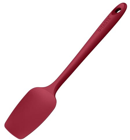U-Taste Spatule à Cuillère en Silicone: 250℃ Résistante à la Chaleur Maryse en Caoutchouc sans Soudure Flexible, Cuisson Ustensile de Cuisine pour Mélanger Remuer Racler (29cm, Rouge)