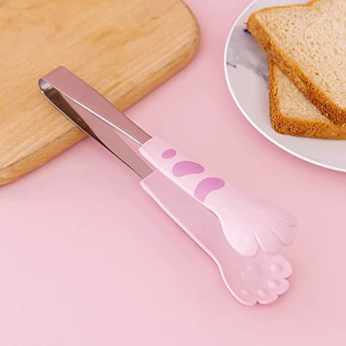 Servierzange, Süßes Katzenpfoten-Design, Zuckerzange, Eiszange, Edelstahl, Mini-Servierzange, Vorspeisenzange, Kleine Küchenzange Für Teeparty, Kaffee, Bar, Küche(M-Rosa)