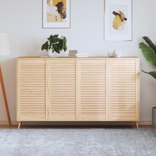 Homgoday Ante con Design a Lamelle 4 pz 99,3x49,4 cm in Legno di Pino, Ante per Armadio a Muro Persiana da Interni, Ante in Legno, Ante per Armadio da Cucina
