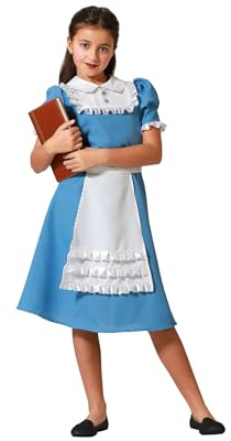 Atosa disfraz princesa azul vestido niña con delantal 10 a 12 años