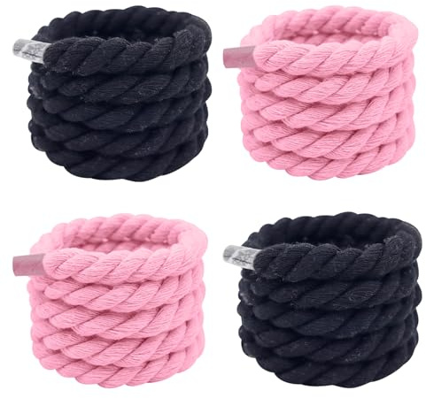 MHYMX 2 Paar Rope Laces Dicke Schnürsenkel für Air Force 1 Schwarz und Rosa Rund Schnürsenkel 12mm Shoe Laces Dick für Turnschuhe Laufschuhe Sportschuhe 160cm
