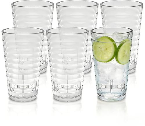 AstraLoom 6er Set Bruchsichere Camping Gläser aus Acryl, 385ml – Spülmaschinenfest, BPA-frei & Ohne Melamin (Stapelbar, Leicht) Für Garten, Picknick, Party