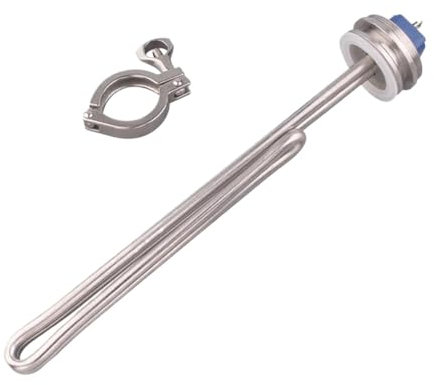 AQXYQAZZ 1.5 Tri-clamp Brew Heater 240V Electric Immersion Water Heating Element & Triclamp & Ferrule Fitting 2.5kw/3.5kw/4.5kw/5.5kw(HeaterXtriclamp,BLACK BAKELITE CAP_240V 2.5KW)