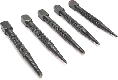 Buyohlic Lot de 5 poinçons centraux standard impériaux pour le travail du bois et du métal dur (tête carrée)