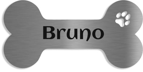 Jung Edelstahl Design personalisiertes Hundeknochen-Schild aus V2a Edelstahl | Hundeschild mit Namen | Unikat für Hundeliebhaber (Edelstahl)