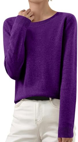 Pull Femme à Manches Longues pour Femme Automne et Hiver Chic et Élégant Pull Col Rond Pullover Tops Décontracté Tricoté Sweat