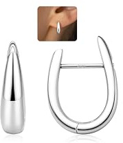 LOLIAS Ohrringe Silber 925 Hängend Creolen Gold Hypoallergene | 14K Gold Creolen für Damen Hypoallergene U Offene Goldene Ohrringe mit AAA + CZ Kleine Huggie Schmuck