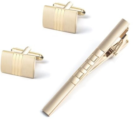 Manschettenknöpfe Herren Hochzeit, Manschettenknöpfe Krawattennadel Set Gebürstete Streifen Gold Krawattennadel Lustig