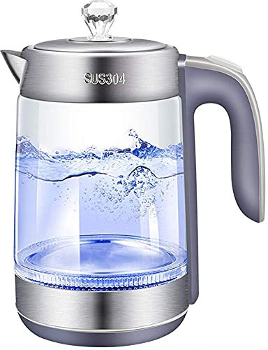Hervidores para agua hirviendo Hervidor de agua de vidrio con iluminación LED, 1,8 L, con apagado automático, protección contra ebullición en seco, con filtro, ebullición rápida y silenciosa Learned