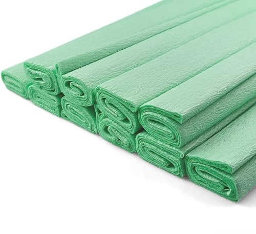 Netuno 10 Rollen Krepppapier Pastell-Mintgrün 200 x 50 cm Papierrollen | Basteln Floristenkrepp Bastelkrepp Bastelpapier Gärtnerkrepp crepe paper Krepp Papier Dekoration Hochzeit Partydeko