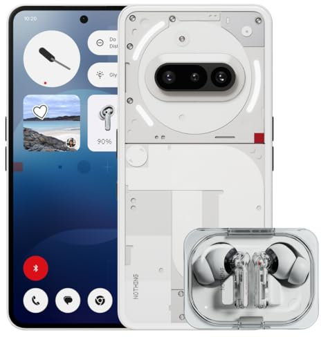 Nothing Phone (3a) 256 GB - mobile phone with 32 MP front camera, 30x ultra zoom - White + Nothing Ear (a) White
