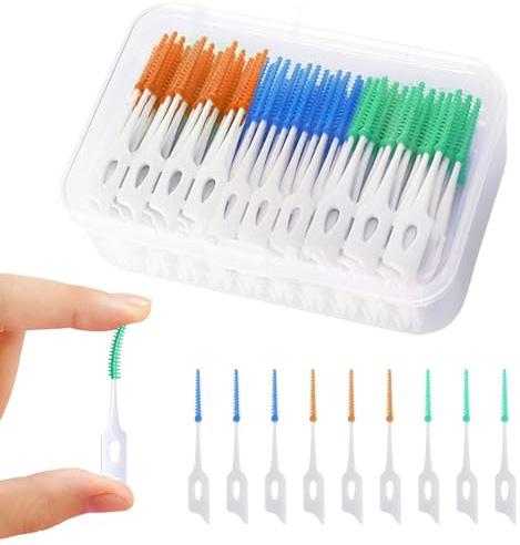 210 scovolini interdentali in silicone, bastoncini interdentali con scatola di plastica, spazzolini dentali portatili, pulizia efficiente dei denti, bastoncini interdentali per la pulizia orale delle