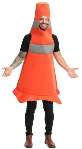 JUST FOR PARTY Verkehrskegel-Kostüm für Herren, lustiges Cosplay-Kostüm, Outfits für Halloween, Verkleidungsparty, Einheitsgröße
