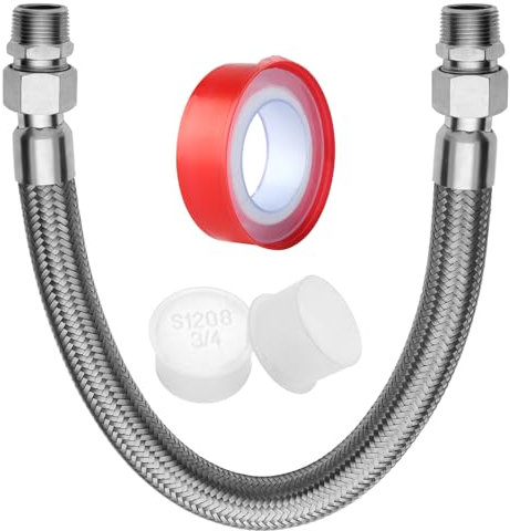 Mengfan Industrial Grade Compressor Jumper Hose Kit – 3/4 NPT Male, 15 Length, 450 PSI & 750°F – Heavy-Duty 3/4 Air Hose with Two Rotating Male Adapters for Air Compressors