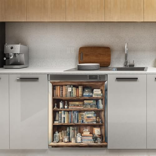Mexpekil Autocollant magnétique vintage pour étagère de lave-vaisselle, 53,3 x 66 cm, autocollant décoratif pour porte d'entrée, panneau magnétique imperméable pour cuisine