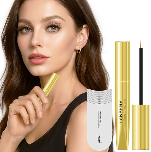 LANBENA Wimpernwachstumserum für längere und vollere Wimpern - 3ml / 0,10 fl oz. Dicker natürlicher längerer Lift Wimpern Enhancer Rapid Wimpernwachstum, Nährt beschädigte Wimpern