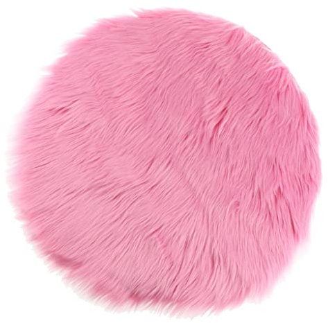 EHJRE Matte Aus Kunstfell für Stühle Und Sitzflächen, Sitzkissen Schaffell, Teppich Kunstfell, Dekofell Stuhlkissen Sitzauflage, Flauschiger Stuhlbezug, Hot Pink 30cm
