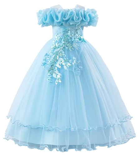 ABEHIK Kinder Mädchen Blumenmädchenkleider Besticktes Hochzeit Brautjungfernkleider Trägerloses Prinzessinnen Kleider Klavier Kostüme