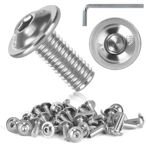 30 Pezzi Viti M5*12 mm, Viti a Testa Brugola, Bulloni di Acciaio Inox, Filettatura Completa con Chiave a Brugola, Bulloni a Testa Semicircolare per Manutenzione di Macchinari per Mobili