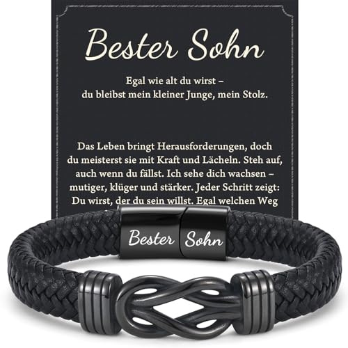 wynn's Geschenke für Männer, Lederarmband mit Gravur für Papa Stiefpapa Bonus Papa Sohn Bruder Enkel Neffe Onkel Mann Ehemann Freund Geschenk zum Geburtstag Weihnachten Vatertag Jahrestag Valentinstag