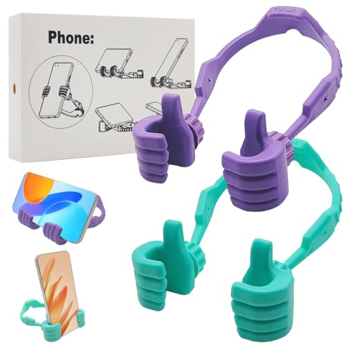 YuCool 2 Pack Thumb Up Lazy Phone Stand Mens Valentines Gifts for Boys Him Her Boyfriend,Adjustable Cell Phone Holder for Desk Funny Husband Valentines Day Gift Son Girls