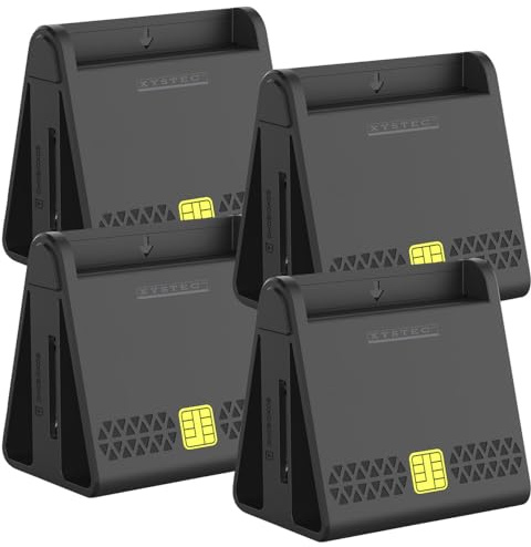 Xystec PC Kartenleser: 4er-Set USB-Chipkartenleser für Smart-, SIM- und Speicher-Karten, HBCI (SIM-Kartenleser PC, für Homebanking)