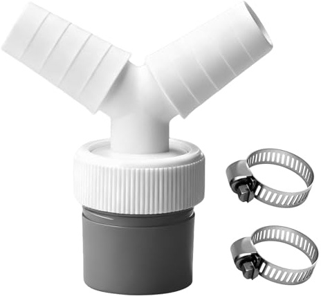 Washing Machine Waste Splitter with 2Pcs Hose Clamp Drain Adaptor for Dishwasher and Washing Machine Y Connector for Washer and Dishwasher Waste for Home Kitchen Bathroom