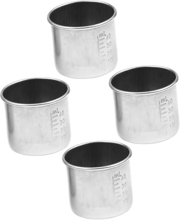 UTHCLO Set di 4 Tazze Dosatrici per Farmaci in Acciaio Inossidabile da 40ml Misurazioni Accurate, senza Perdite Laterali, per Uso in Laboratorio