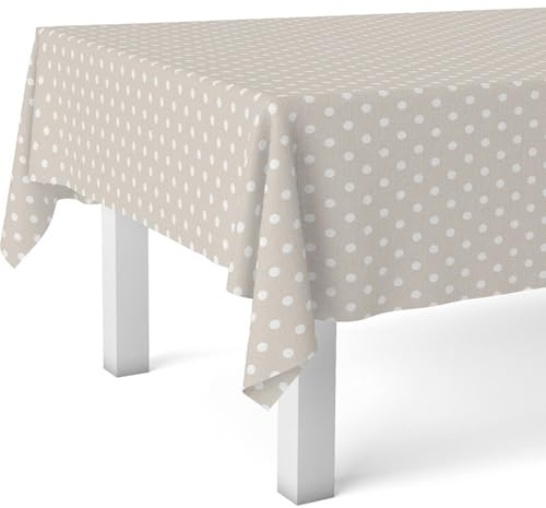 ECOMMERC3 Mantel Hule Antimanchas Mesa Rectangular 100x140 cm Motas Beige | Para la mesa que no para en todo el día, impermeable, no absorbe, borde que no se deshilacha, 90% PVC y polipropileno