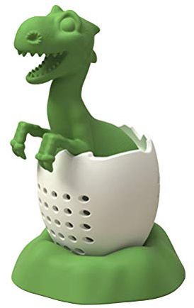 Culnflun Dinosaur Tea Infuser Set Silicone Tea Infuser Micro Filter Design Lovely Baby Dinosaurs Shaped Tea Infuser Tea Strainer Cute Tea Extraction Filter Best Friend Gift (Green)