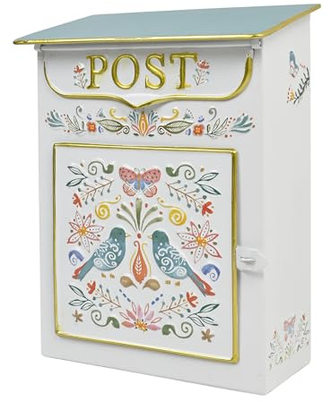 Z² BellaDecor Briefkasten, Wandmontage, Briefkästen für den Außenbereich, Vintage-Briefkästen für Haus und Außenbereich, Metall, antiker Stil, nostalgischer Charme, Heimdekoration, Blumenmuster