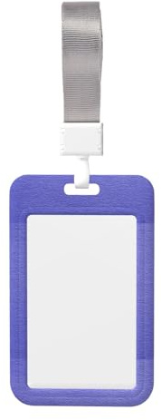 Woshuwo Tarjetero deslizante de plástico duro con textura azul violeta para tarjetas de trabajo, protector de etiqueta de nombre para enfermeras y oficina