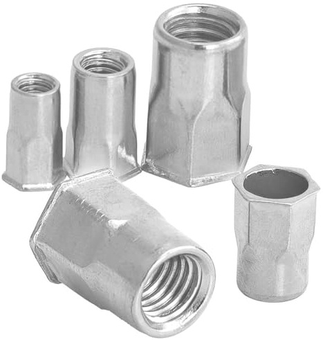 10 Stück Einnietmuttern M12x24 Edelstahl A2 kleinen Senkkopf Teilsechskantschaft offen Blindnietmuttern WIBTEC®