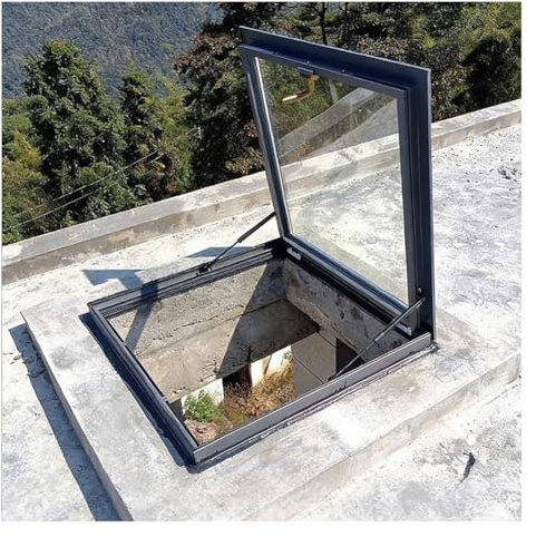 Fenêtre De Toit Pour Maison, Fenêtre De Toit À Ouverture Manuelle Et À Angles Multiples, Trappe De Toit Sécurisée En Verre Trempé, Fenêtre De Puits De Lumière(1000x1000 mm)