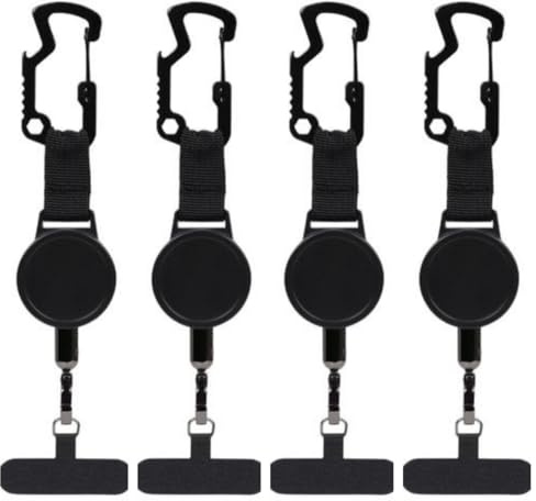 Anti Phone Theft Strap, 4 Pieces Lanyard Retractable Keychain, Phone Tether With 23.6-Inch Cord Extendable, Smartphone Keychain Clip For Outdoor Work Travel Cycling Fishing Hiking Skiing