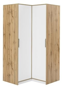 Vente-unique-Armadio angolare 2 ante L106 cm Bianco e le chiaro - LAMIKI